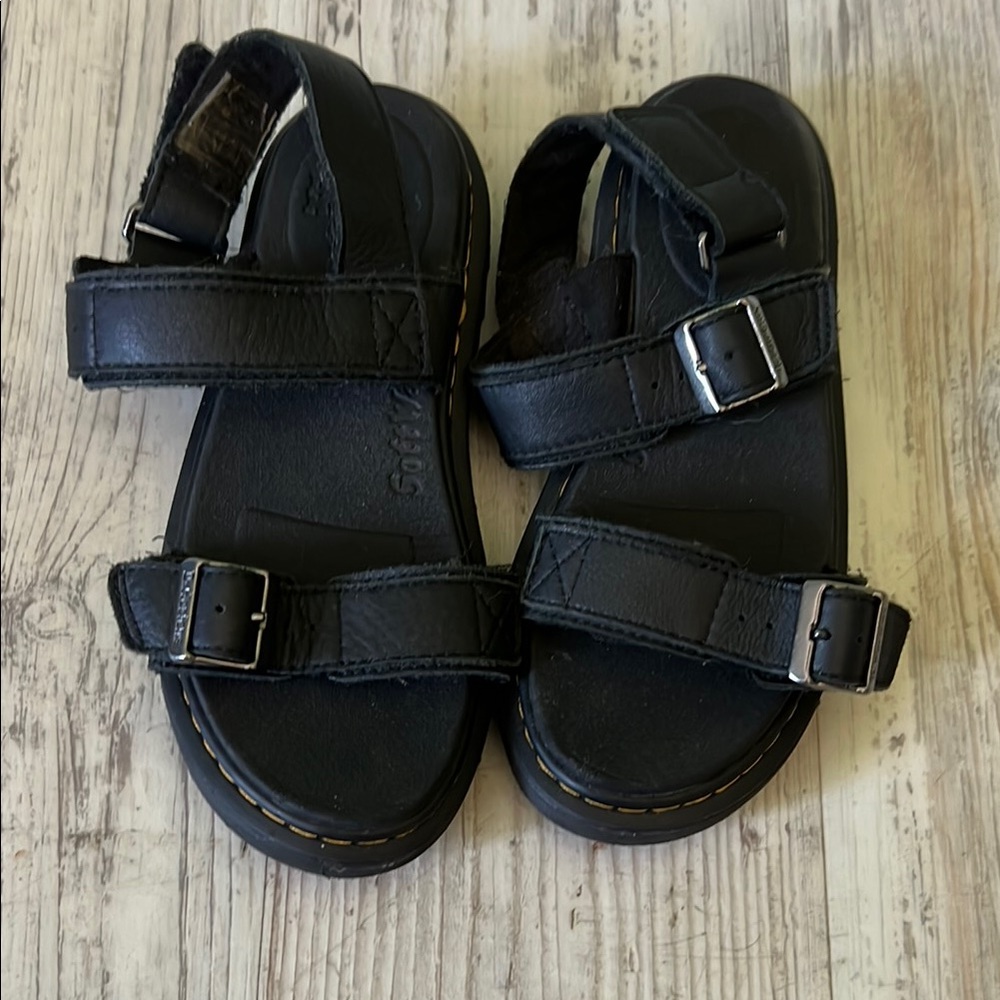 Dr. Martens Kids Black Leather Sandals